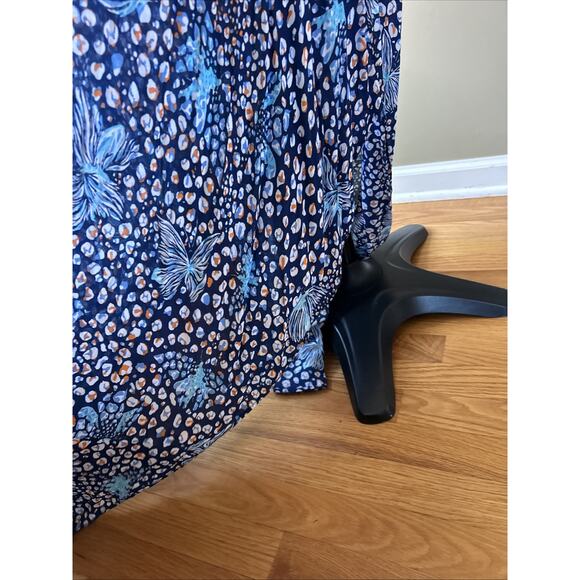 Poupette St Barth Flowy Floral Maxi Dress Blue Sz M Deep Slits LLona Long Sleeve - Picture 14 of 16